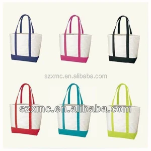 Simple Blank Design Cotton Tote Boat Shopping Bags for Promotional Gift