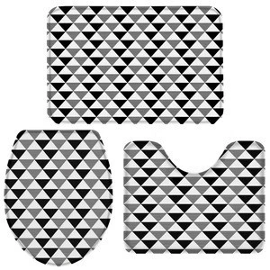 Simple colorful geometry pattern soft touch toilet mat bathroom anti-slip mat sets