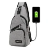 Sling Bag with USB Charging Port Canvas Chest Bag for Mens Hiking Backpack