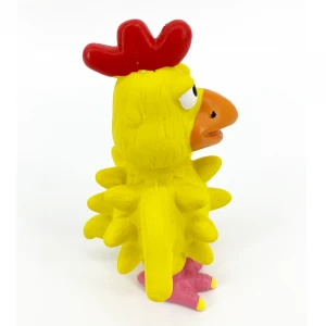 Small Rooster Shape Pet Toy Natural Latex Chew Toy With Squeaker Customized Logo