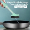 Soap Dispensing Dish Brush, Kitchen Scrub Brush for Pans Pots Sink - with 1 Handle and 2 Brush Heads