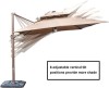 Solar 10-ft Solar LED 360 Degree Rotating Hanging Umbrella,Tilt Adjustment and Easy Open with Cross Base &amp; Weight Base