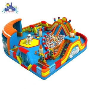 Space astronaut theme Air blowing fun city inflatable castle rental jumping castle bouncy castle with sea balls