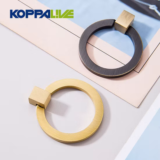 Koppalive Copper Round Furniture Drawer Pull Small Gold Brass Cabinet Drop Ring Handle Knob
