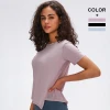 Sports Solid Color Scoop Neck T Shirt Sportswear Regular Fit Running Shirts For Ladies