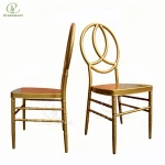 Stackable hotel furniture chair round square wedding metal gold phoenix wedding chair