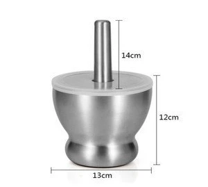 Stainless Steel Mortar and Pestle set with Plastic cover, Food Mill