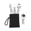 Stainless steel outdoor camping picnic tableware travel folding tableware three-piece knife and fork spoon