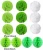 Import Stone Green Color Hanging Paper Fan Set, Tissue Paper Pom Poms Flower Fan and Honeycomb Balls for Birthday Baby Shower Wedding from China