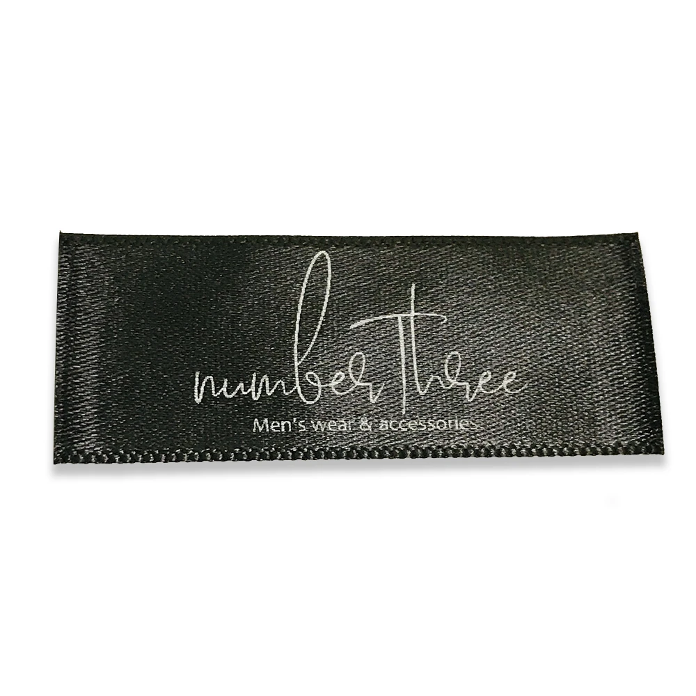 Straight cut silk ribbon custom printed garment labels for clothing