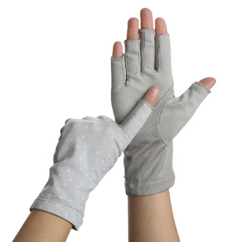 Sunblock Fingerless Gloves Non-slip UV Protection Driving Gloves Summer Outdoor Gloves for Women and Girls