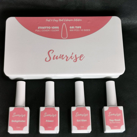 Sunrise OEM Service Quick Pre-shaped Nail Extension Cruelty Free Low MOQ Dispatch in 2 Weeks UV Gel Tips Kit Nails