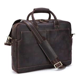 Tiding ODM Vintage Top Layer Genuine Cow Leather Laptop Bag Men Hand Bag Genuine Leather Handbag