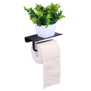 Toilet Paper Holder with Shelf Bathroom Tissue Paper Roll Holder Rustproof Stainless Steel,Wall Mount,Black