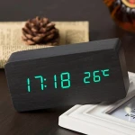 Top Sale Digital LED USB AAA Alarm Clock Sound Control Wooden Despertador