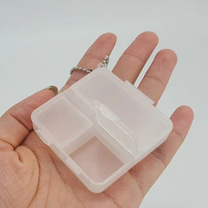 Transparent Plastic 3 Grid Pill Box Reminder Storage Case Clear White with Key chain
