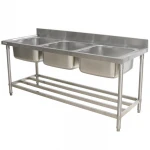 Unique 3 Compartment Kitchen Sink Work Table in Malaysia/Stainless Steel Commercial Sink Bench Laundry Sink Factory