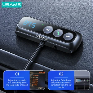 Usams SJ503  TF card Music Receiver hands-free calling Car FM Transmitter Car Digital Display FM Wireless Audio Receiver BT5.0