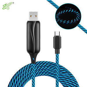 USB Type C LED Flowing Cable,3ft Round EL Light Up Phone Charging Cords High Speed Flowing Data Cables for Samsung Galaxy Note