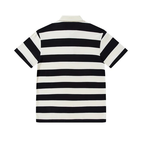 Vintage T-shirt Polo Collar White Black Striped 100% Cotton Men Polo Shirts Plain Golf Blank T shirt