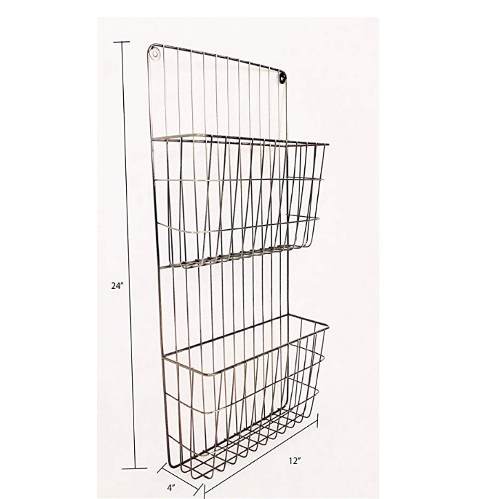 Wall-mounted double-layer metal mesh basket letter case