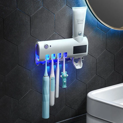 Wall-mounted ultraviolet toothbrush sterilizer Punch-free toothbrush holder toothpast dispenser uv toothbrush sterilizer