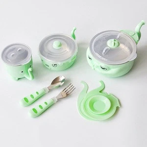 Warming Available Small Anti Spill Baby Noodle Bowl Set with Lid Kids Stainless Steel Bowl