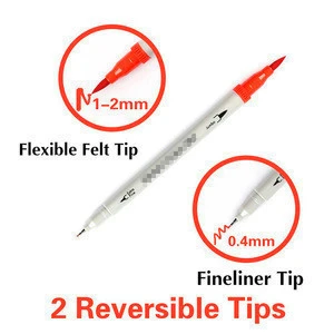 Water Based Dual Tip Colored Pen Calligraphy Brush And 0.4 Fine Point Marker