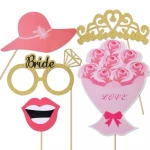Wedding Photo Booth Props Kit Bridal Shower Photo Booth Prop with Wooden Dowels for Wedding Shower Party Supplies