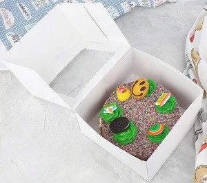 White Kraft Paperboard Auto-Popup Window Pie/Cake Box, Bakery Box