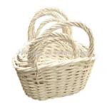 White wicker basket with handles for wholesale, factory supply