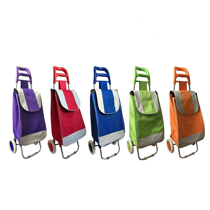 Wholesale 600D Polyester wheeled Folding Shopping Cart Trolley Bag Shopping Trolley