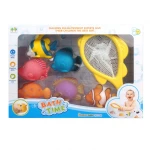 Wholesale Baby Bath Toys Window Box 6 Animals Set Water Spray Toys Baby Rubber Bath Fishing net play set