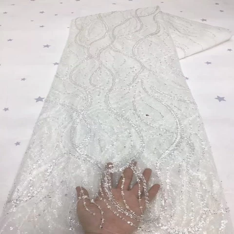 wholesale beads lace fabric glitter mesh embroidery lace fabric online
