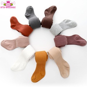 Wholesale Children Kids Candy Color Winter Hosiery Rib Cable Knit Cotton Tights Pantyhose Stockings Ribbed Baby Girls Tights