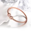 Wholesale crystal inlay cable wire gold plated bangle bracelet new designs latest models for ladies
