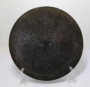 wholesale custom colored small round black glass fruit charger plates