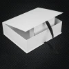 Wholesale custom made luxury white rigid book shaped magnetic closure gift box with ribbon foldable