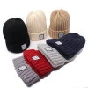 wholesale custom ribbed cable knit cuff beanie hat with woven label