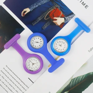 Wholesale Doctors Nurses Clip Pocket Watches Colorful Brooch Silicone Fob Watch