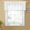 Wholesale Geometric  White Linen Polyester Printed  Backdrop Decoration Kitchen Window Sheer Curtain