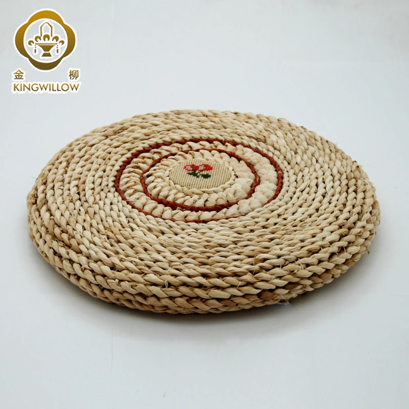 Wholesale handcrafted eco-friendly breathable corn rope flat seat cushion straw futon cushion
