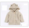 Wholesale in stock kids wear sweaters knitwear pure color baby knitted cardigan with hooded