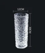 wholesale  sell well flat round clear cylinder engrave glass decoration flower vase