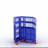 Wholesale supermarket equipment folding steel wire mesh roll container warehouse anti-roll cage trolley