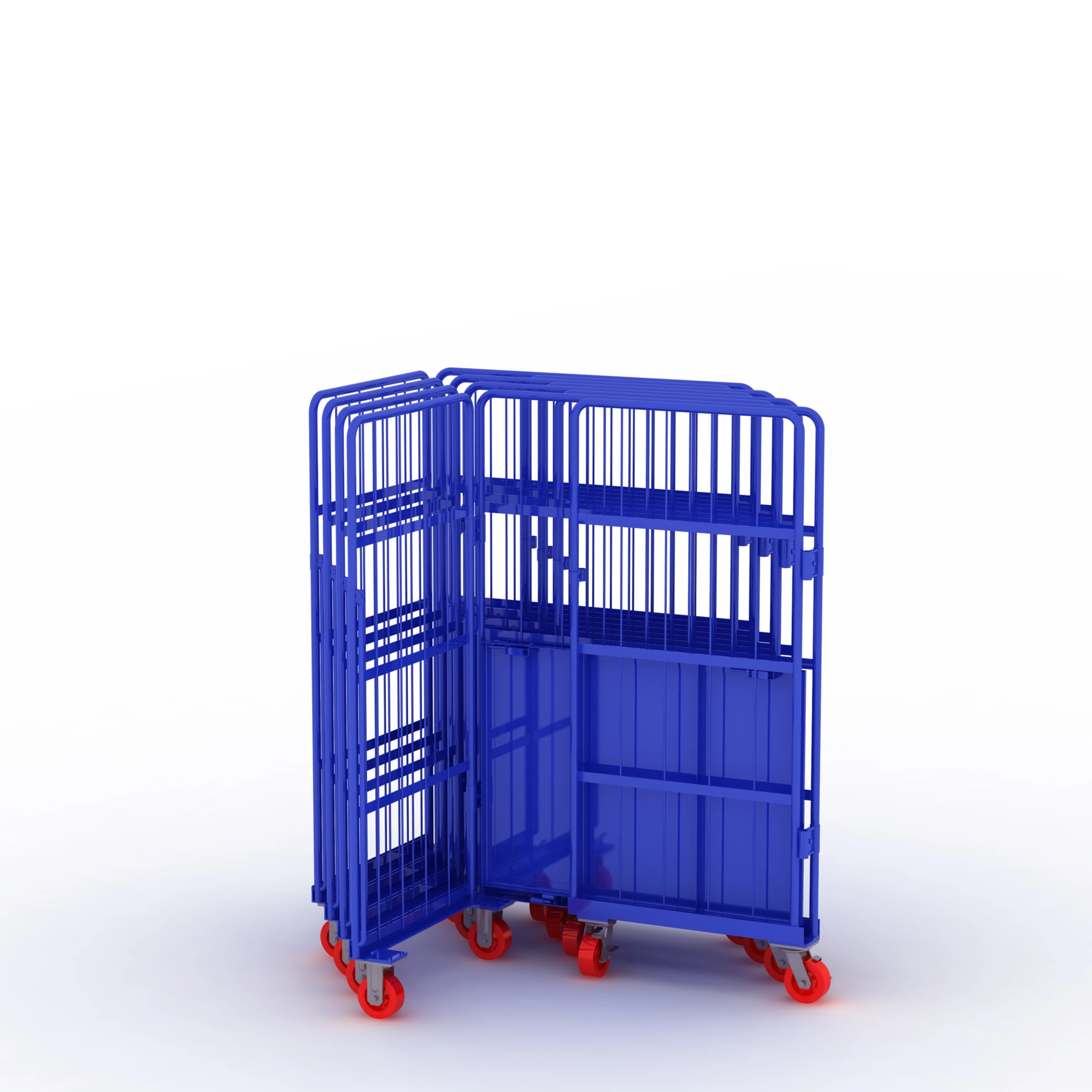 Wholesale supermarket equipment folding steel wire mesh roll container warehouse anti-roll cage trolley