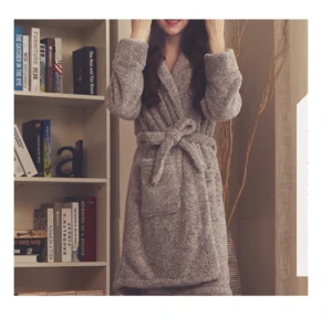 Wholesale women/girl robe super soft nighty dress flannel corduroy bathrobe