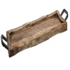 Wholesale Wood Serving Tray  Charcuterie Platter Cheese Board with Metal Handles