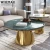 Import WISEMAX FURNITURE modern round low central table luxury living room marble gold metal coffee table set from China