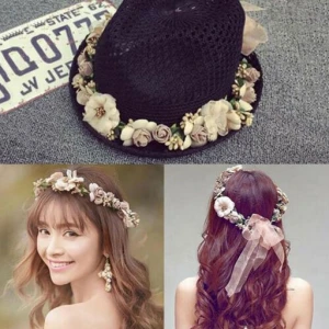 Women Boho Flower Floral Hairband Headband Crown Party Bride Wedding Beach Love beach photo wreaths headdress hair ornaments Kor